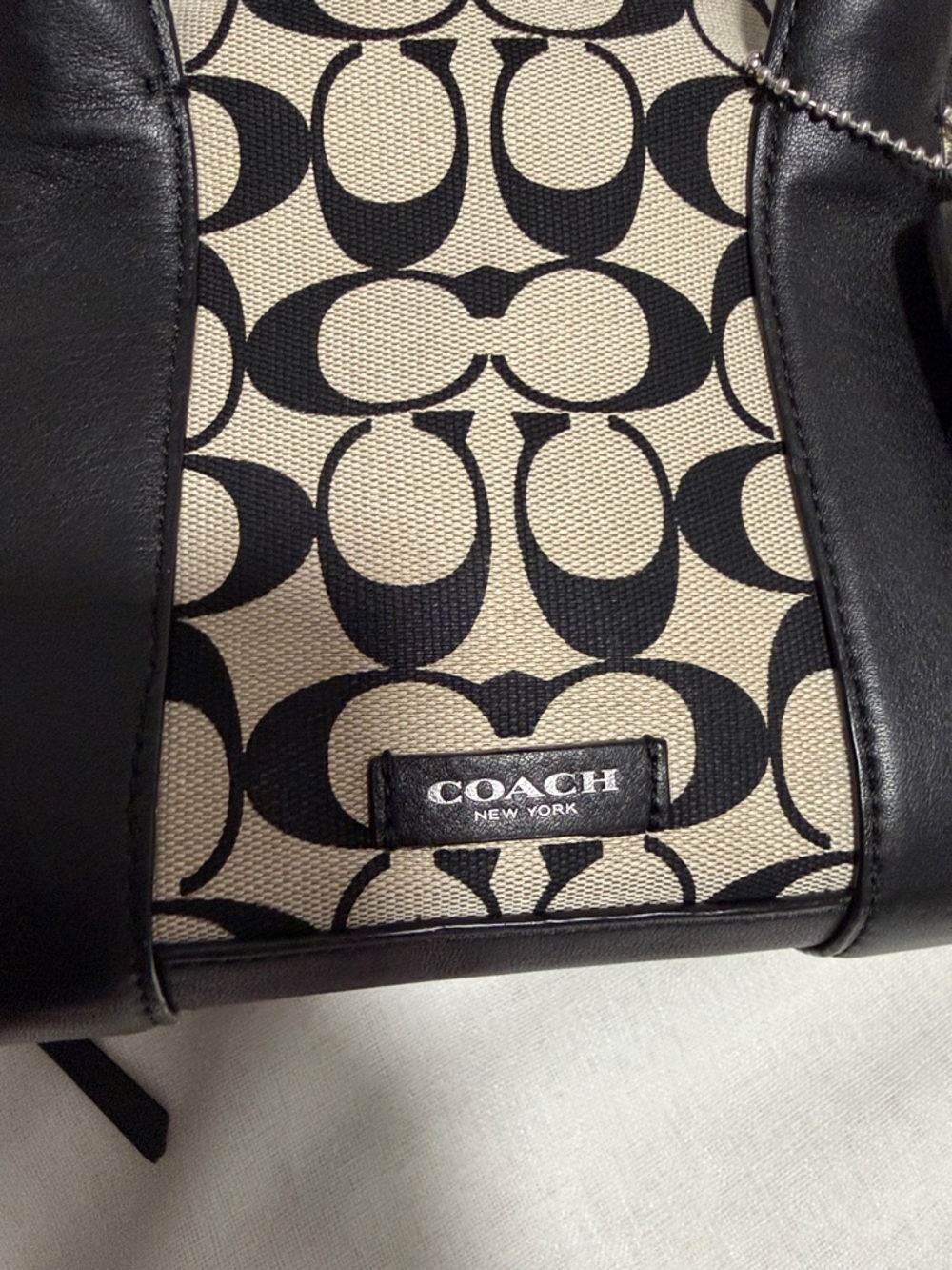 Coach Bleecker Preston Satchel Black and Cream Signature #A1461-30167 - Picture 7 of 16